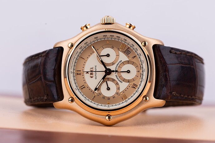 Ebel18KRoseGoldChronographChampagneDialSecondHandWatchCollectors13