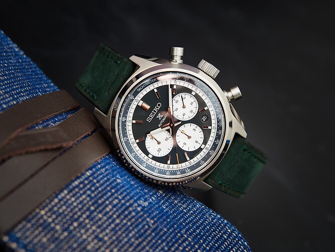 Seiko Prospex Speedtimer LE SQR049J1 | Two Stitch Straps Full Stitch Forest Green