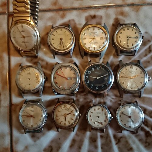 12 defecte mechanische horloges - Bla. Roxy, Rila, Brixon, Amulcor, Timex, MOD