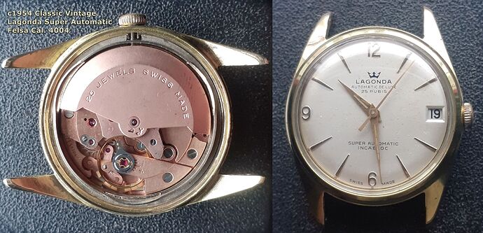 c1954 Classic Vintage Lagonda Super Automatic 25 Jewel Felsa Cal. 4004