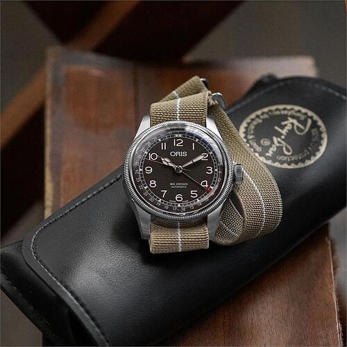 20mm-Khaki-Elastic-Marine-Nationale-Parachute-Watch-Band-Strap-Oris-Pointer-Date-Watch-RayBan-Sunglasses