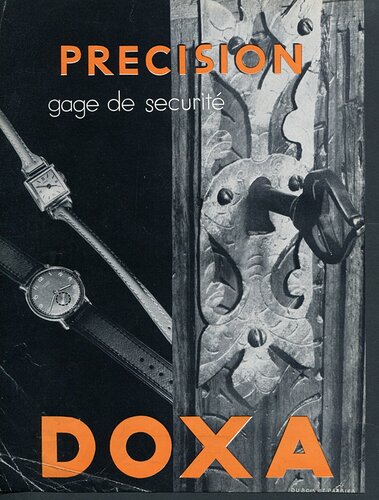 Vintage 1947 Doxa Precision Gage de Securite Swiss Print Ad Publicite Suisse Montres Doxa SA