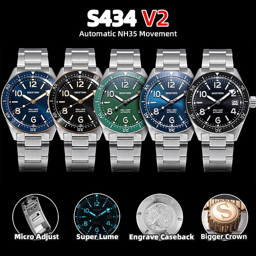 Seestern-S434-Duiken-Horloge-Van-Mannen-Nh35-Automatisch-Uurwerk-200M-Waterdichte-Mechanische-Polshorloges-Lichtgevende-Saffier-Skelet
