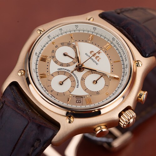 Ebel18KRoseGoldChronographChampagneDialSecondHandWatchCollectors12