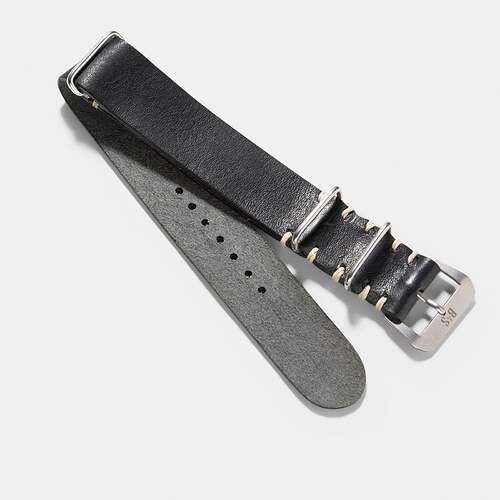 N012-BlackNatoLeatherWatchStrap-20B