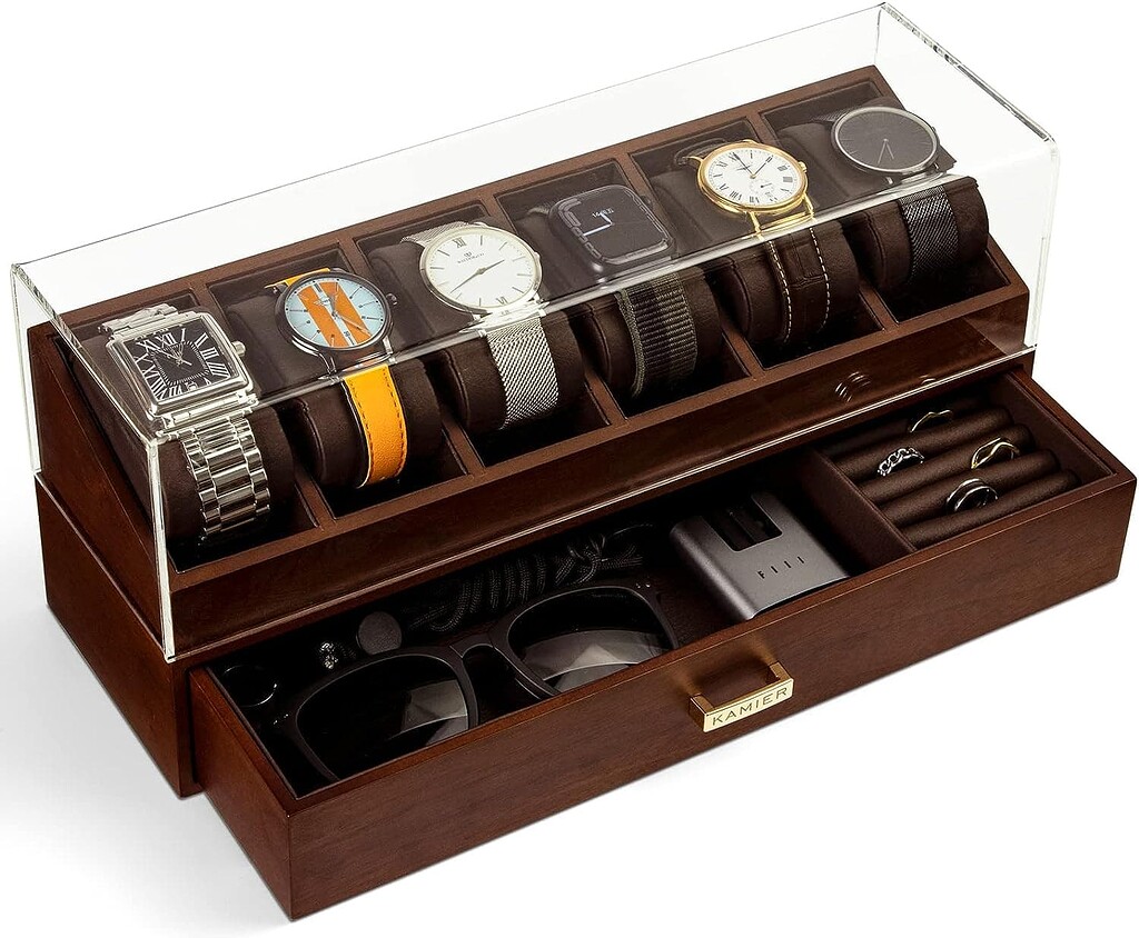 Hiram Echt lederen opberghorloge case voor 4 horloges handgemaakte echt saffiano lederen reishorloge draagbare case met verwijderbare kussens Snag montage ontwerp (blauw