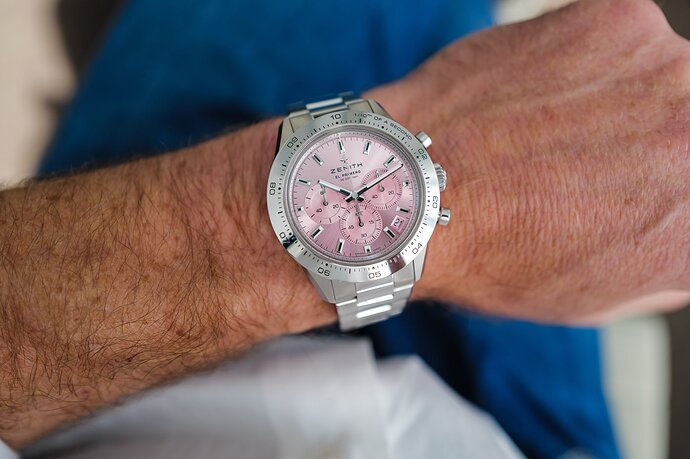 Zenith-Chronomaster-Sport-Pink-Dial-Steel-Bezel-limited-edition-Susan-G.-Komen-breast-cancer-hands-on-5